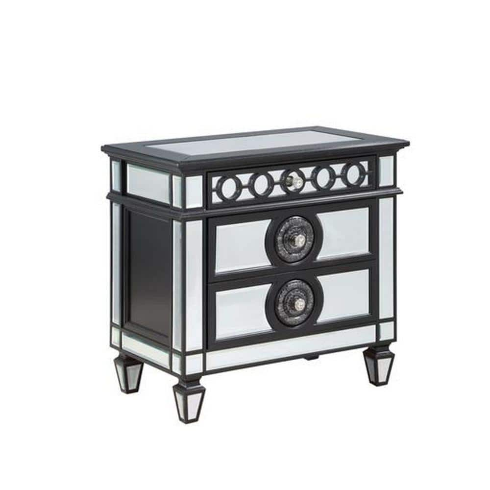 Benjara 32 In. Gray 3-Drawer Wooden Nightstand BM262218 - The Home Depot