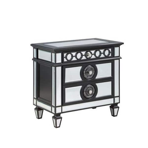 Benjara 32 in. Gray 3-Drawer Wooden Nightstand