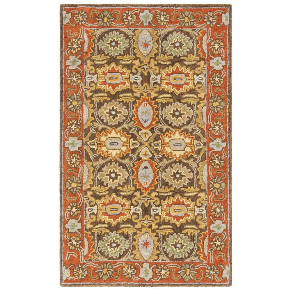Chocolate and Tangerine Hand-Tufted Wool Area Rug, 3' x 5'