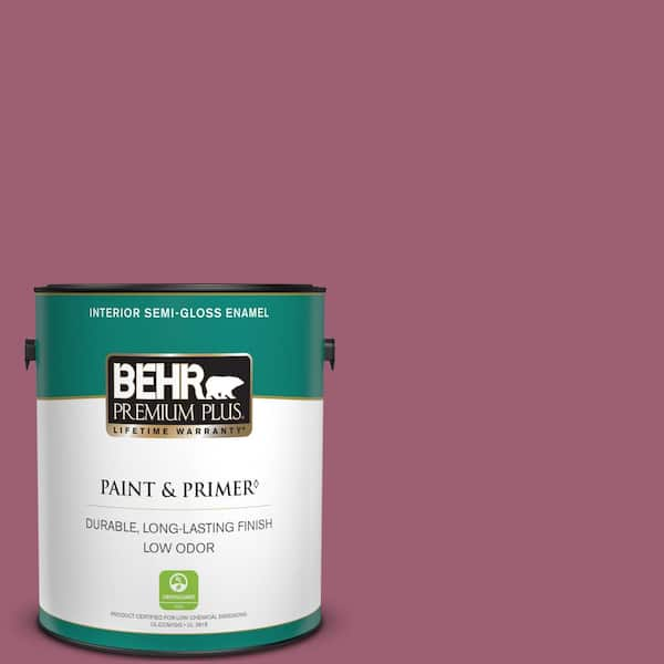 BEHR PREMIUM PLUS 1 gal. #M130-6 Tropical Hibiscus Semi-Gloss Enamel Low Odor Interior Paint & Primer