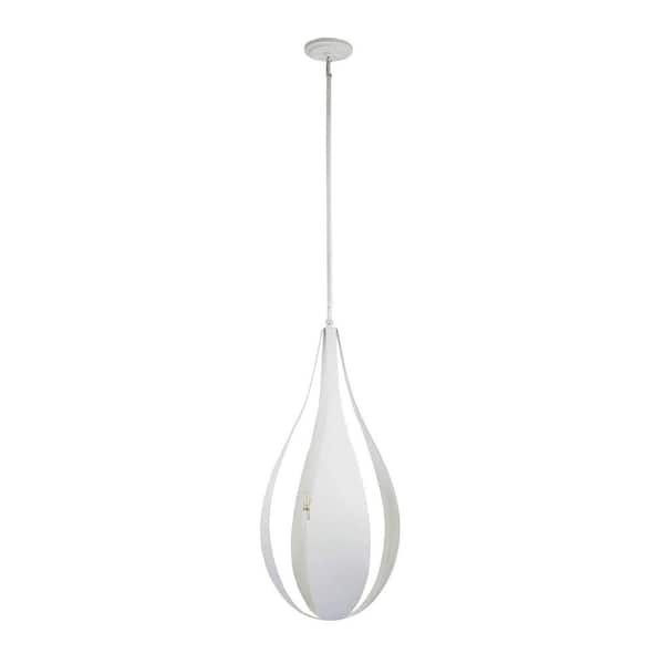 Savoy House Bali 16 in. W x 36 in. H 6-Light White Cashmere Mid-Century Modern Raindrop Pendant Light with Metal Shade
