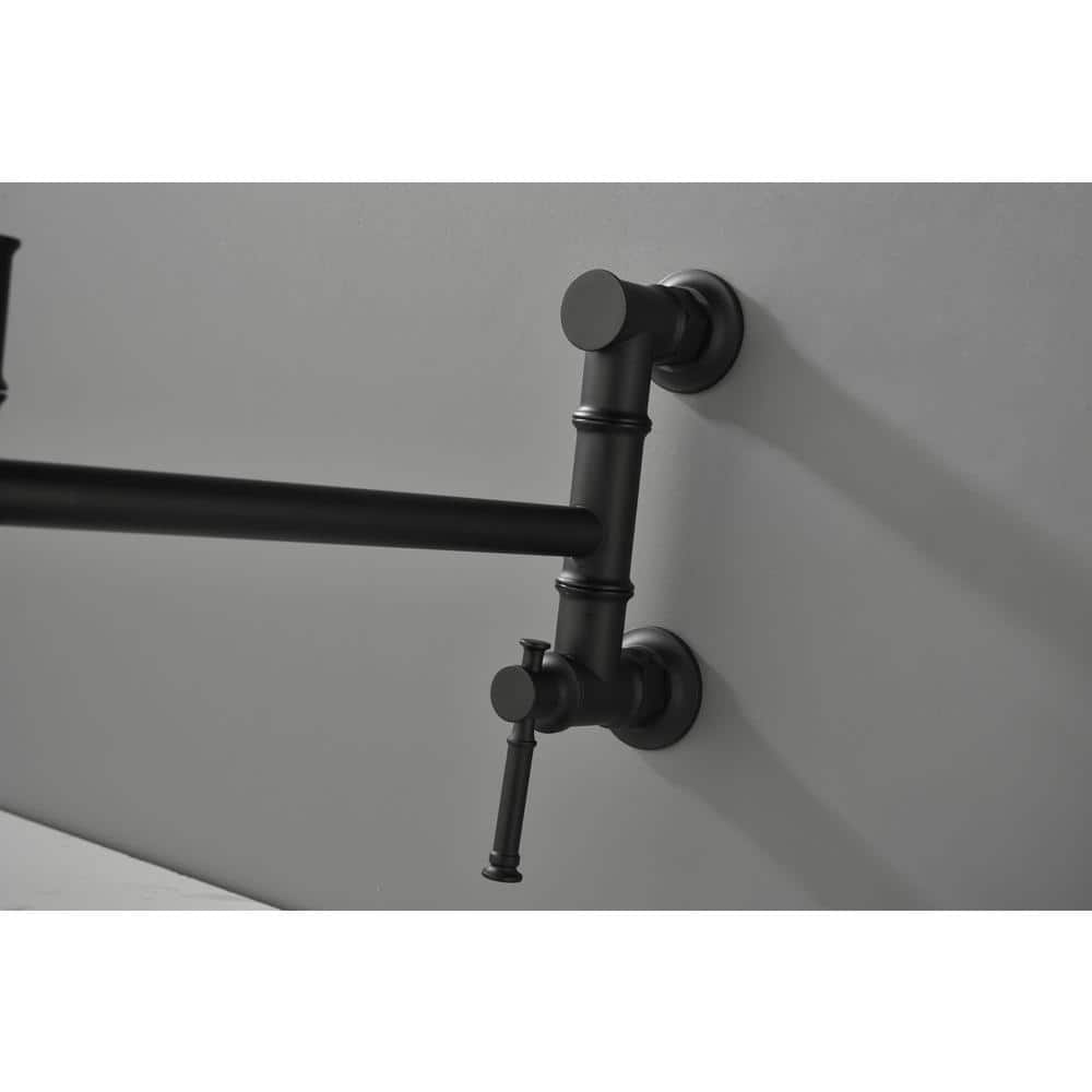 Matte Black Brass Wall Mount Pot Filler Faucet