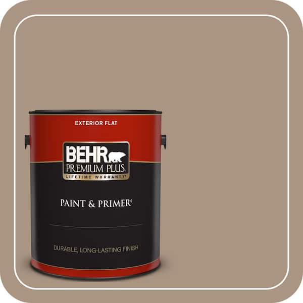 BEHR PREMIUM PLUS 1 gal. #T17-11 Silent Sands Flat Exterior Paint & Primer