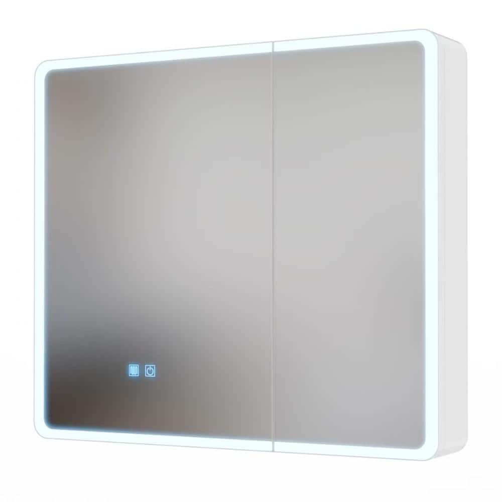 31.5 in. W x 27.56 in. H White Aluminum LED Surface-Mount Medicine Cabinet with Bi-View Mirror Doors price history on PriceWatchPro