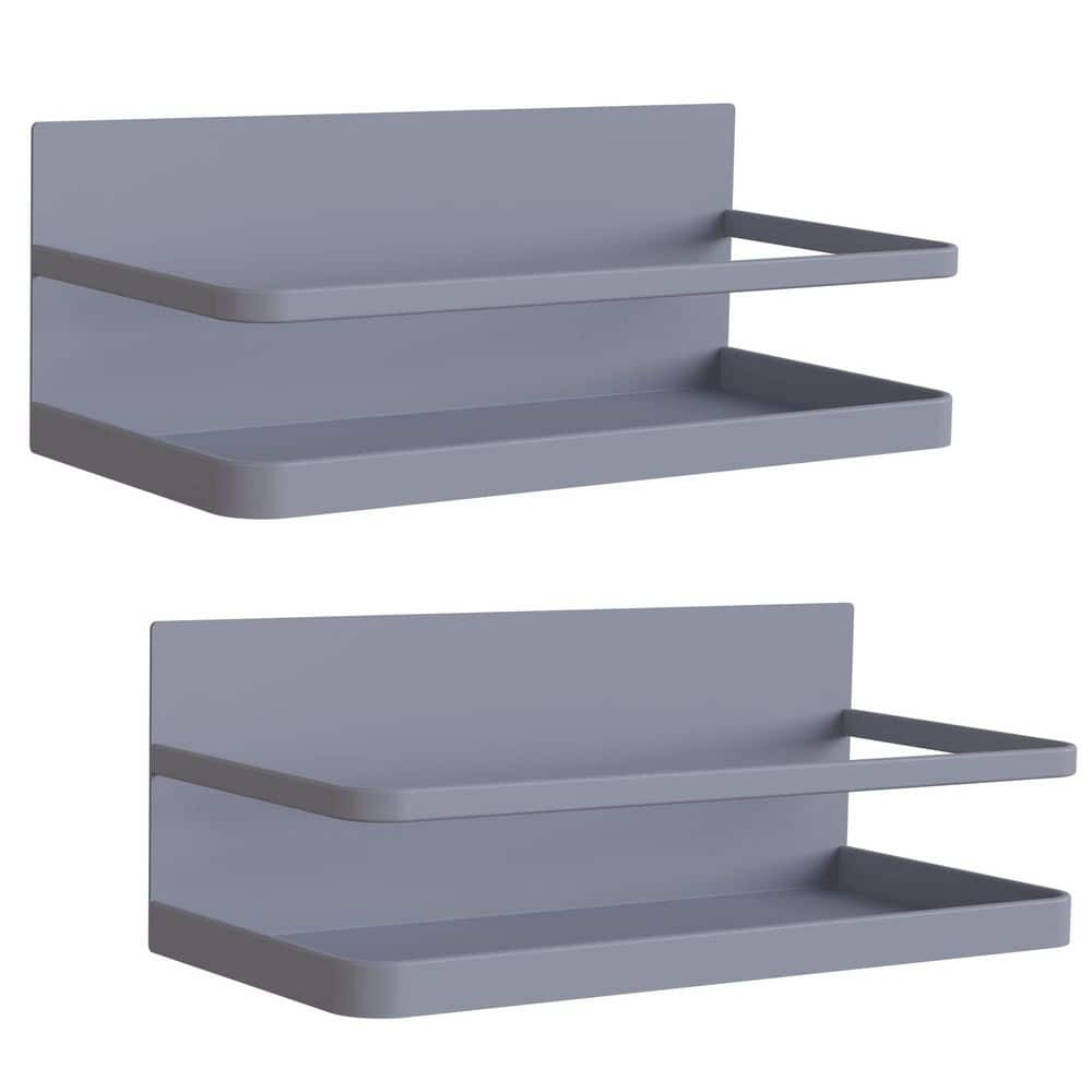 Wudkey 2-Pack Gray Magnetic Spice Rack for Side of Refrigerator ...