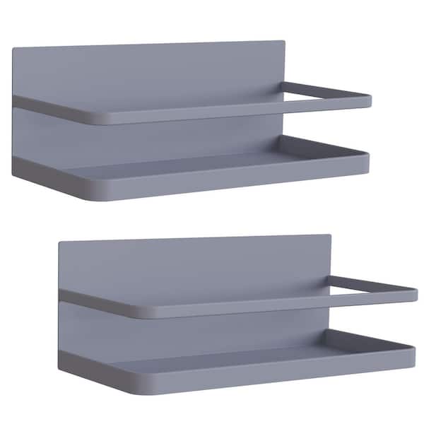 Wudkey 2-Pack Gray Magnetic Spice Rack for Side of Refrigerator