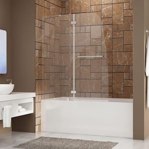 48 in. W x 58 in. H Bifold Shower Door Tub Panel with Towel Bar
