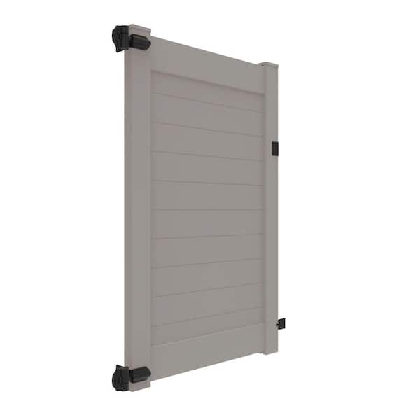 Barrette Outdoor Living 4 ft. x 4 ft. Horizontal Vinyl Gray Panel Fence Gate Kit