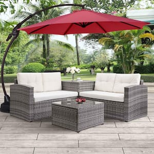 11 ft. Cantilever Patio Umbrella Fade Resistant and UV Protected with Base in Brick Red