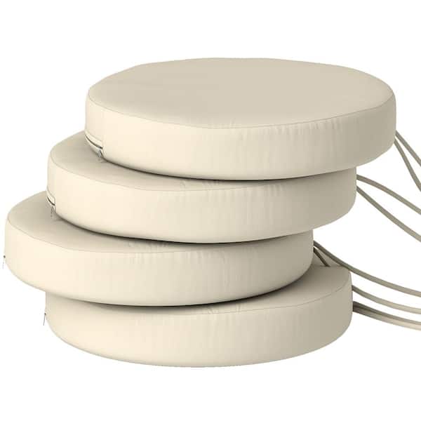 15 in. Round Cream White Outdoor Patio Chair Cushions(Set of 4)