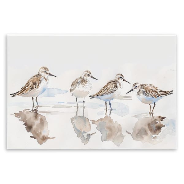 Stupell Industries Sandpipers Shore Reflection by Petal Prints Design Unframed Animal Graphic Art Print 13 in. x 19 in.