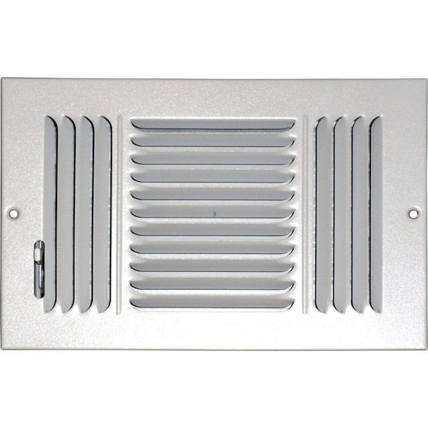 SPEEDI-GRILLE 10 in. x 6 in. Ceiling/Sidewall Vent Register, White with 3-Way Deflection