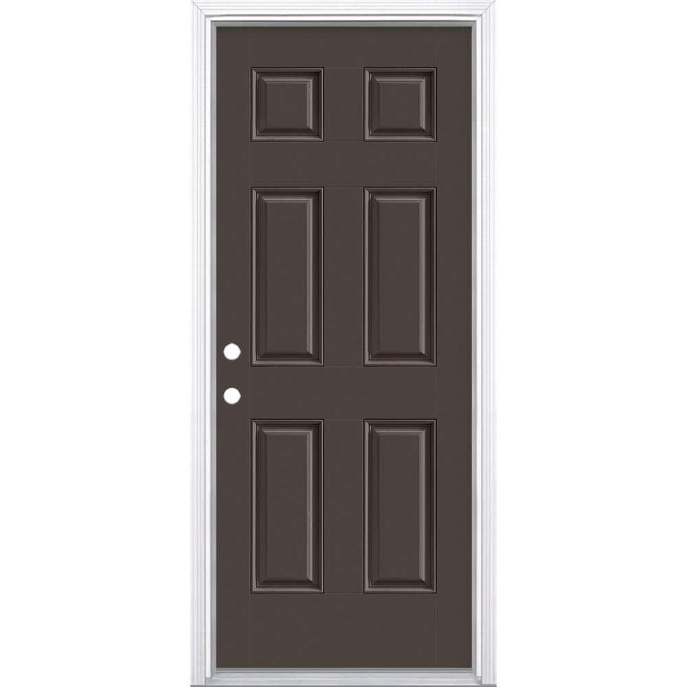32 in. x 80 in. 6-Panel Willow Wood Right-Hand Inswing Painted Smooth Fiberglass Prehung Front Door with Brickmold price history on PriceWatchPro
