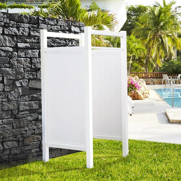 Azembla 8 Ft X 3 5 White Outdoor, Outdoor Shower Enclosure Home Depot