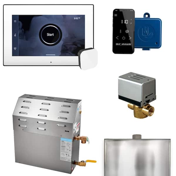 Mr. Steam Super (XButler) 10 kW (10000 W) Steam Shower Generator Package with iSteamX Control in White Matte Black