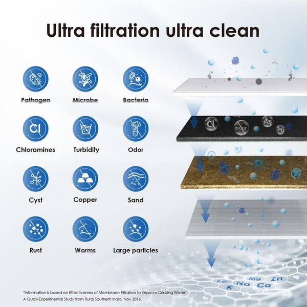 Waterdrop 10UBW-UF 0.01 μm Ultra Filtration Under Sink Water Filter System  for Baçtёria Reduction, Reduces Lead, Chlorine, Bad Taste & Odor, 8K