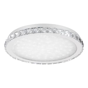 15.7 in. 24-Watt Modern Crystal Integrated LED Flush Mount with Acrylic Shade