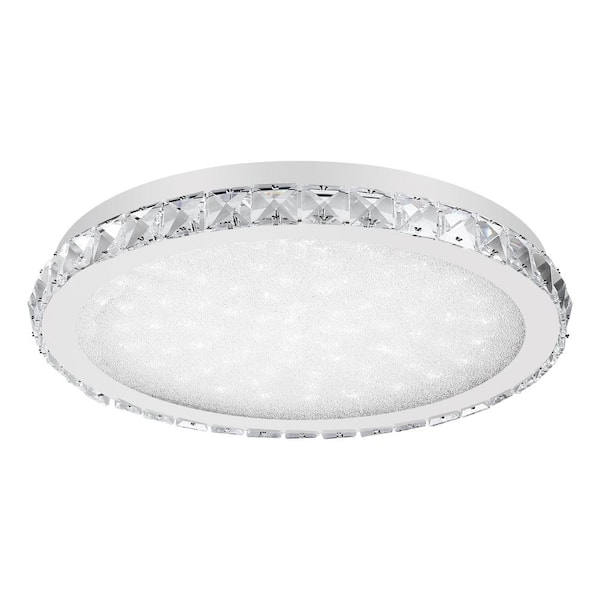 LamQee 19.6 in. 36-Watt Modern Crystal Integrated LED Flush Mount with Acrylic Shade