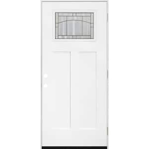 Legacy Knox 36 in. x 80 in. Right-Hand/Outswing Toplite 1/4 Decorative Glass White Primed Fiberglass Prehung Front Door