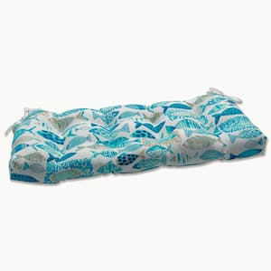 Tropical Rectangular Outdoor Bench Cushion in Blue