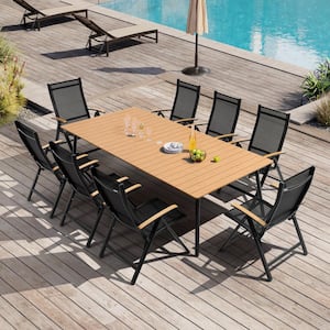 2-Pieces Black Folding Aluminum Outdoor Dining Chairs