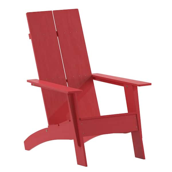 TAYLOR + LOGAN Brady Red Weather Resistant Lounge Faux Wood Resin Adirondack Chair Without Cushion