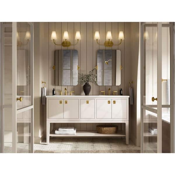 Malin by Studio McGee 60 in. White Bath Vanity with Bianco Bella Quartz Top