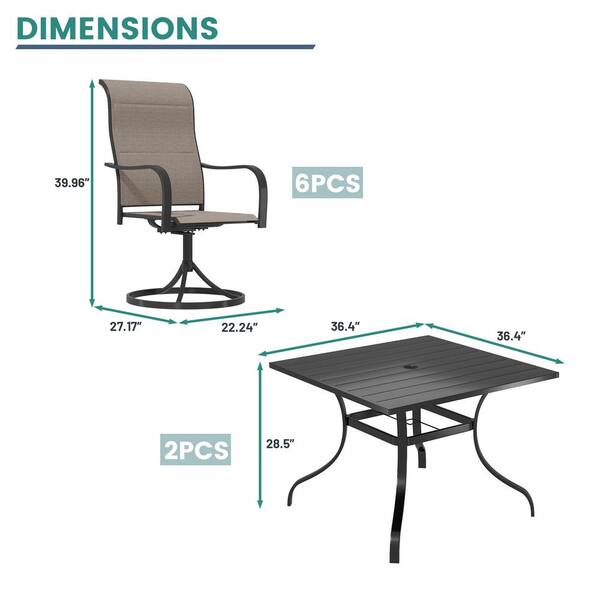 Mondawe 8-Piece Steel Textiliene Swivel Chair Square Table Mondawe 8-Piece Steel Textiliene Swivel Chair Square Table