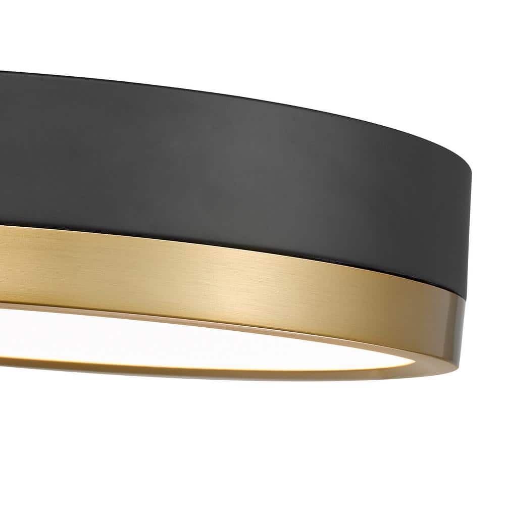 12" Matte Black and Modern Gold LED Drum Ceiling Light