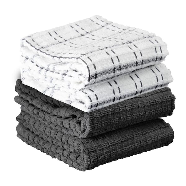 RITZ Royale Graphite 4-Pack Solid and Coordinate Kitchen Towel Set