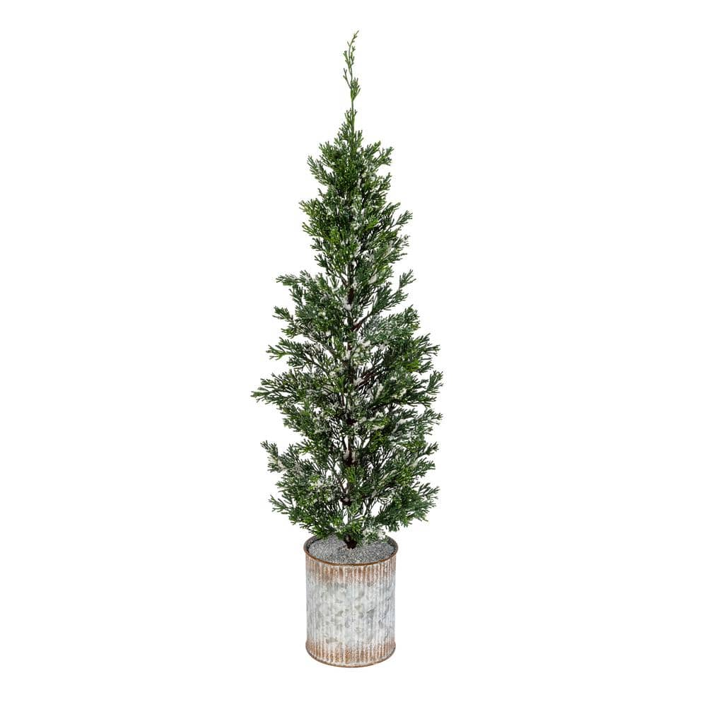 GERSON INTERNATIONAL 35 in. H Snowy Pine Artificial Christmas Tree in ...