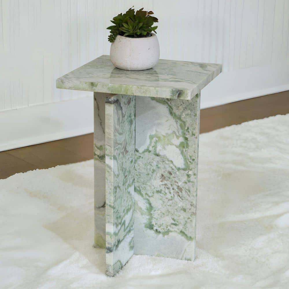 Deaconwell 14 in. Green Square Marble End Table - thumbnail 9