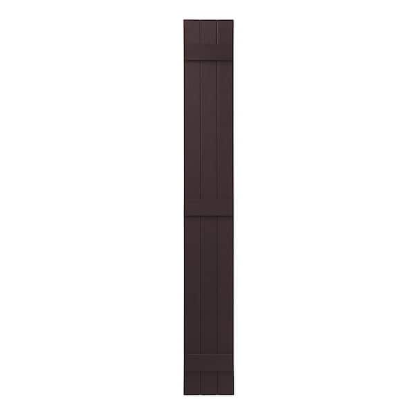 Ply Gem 11 in. x 71 in. Polypropylene Plastic 3-Board Closed Board and Batten Shutters Pair in Winestone