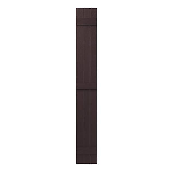 Ply Gem 11 in. x 81 in. Polypropylene Plastic 3-Board Closed Board and Batten Shutters Pair in Winestone