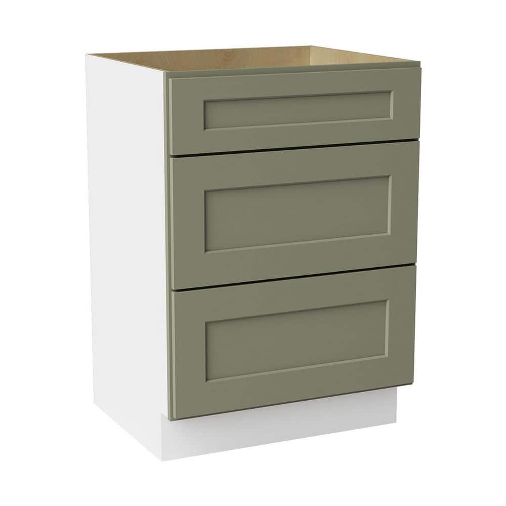 24 in. W x 21 in. D x 34.5 in. H Ready to Assemble Solid Wood Shaker Drawer Base Bath Cabinet in Sage Green price history on PriceWatchPro