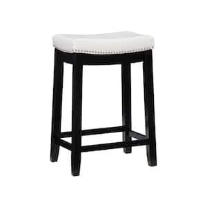 Concord Black Frame Counter Stool with Padded White Faux Leather Seat