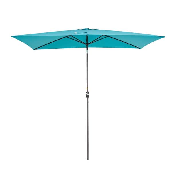 Unbranded 10 ft. x 6.5 ft. Market Rectangular Patio Umbrella with Tilt and Crank Waterproof Canopy Garden and Pool in BLUE