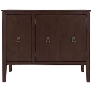 37 in. W x 15.7 in. D x 31.5 in. H Brown Linen Cabinet with Adjustable Shelf and Antique Modern Sideboard