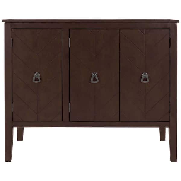 Unbranded 37 in. W x 15.7 in. D x 31.5 in. H Brown Linen Cabinet with Adjustable Shelf and Antique Modern Sideboard