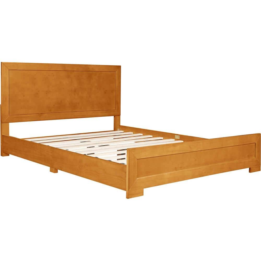 Oxford Oak King Platform Bed with Paneled Wood Headboard
