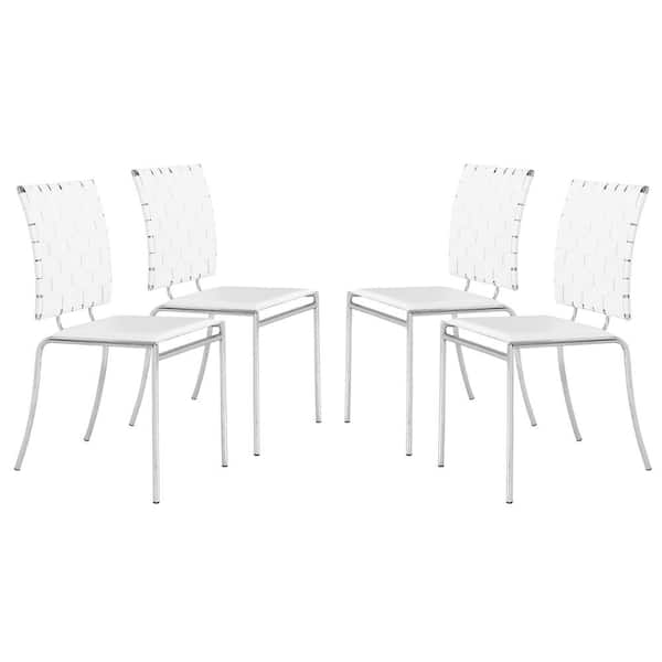 ZUO Criss Cross White Leatherette Gliding Side Chair (Set of 4)
