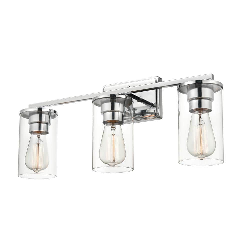 Verlana Chrome Cylinder 3-Light Outdoor Vanity Fixture
