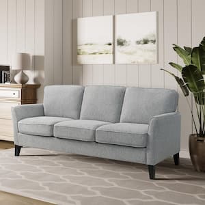 Walton 79.9 in. Flared Arm Polyester Rectangle Sofa in. Light Grey