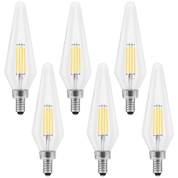 LUXRITE 60-Watt Equivalent HX10.5 Glass Dimmable E12 Base Edison LED Light Bulb 4.5-Watt 500 Lumens Wet Rated 5000K (6-Pack)