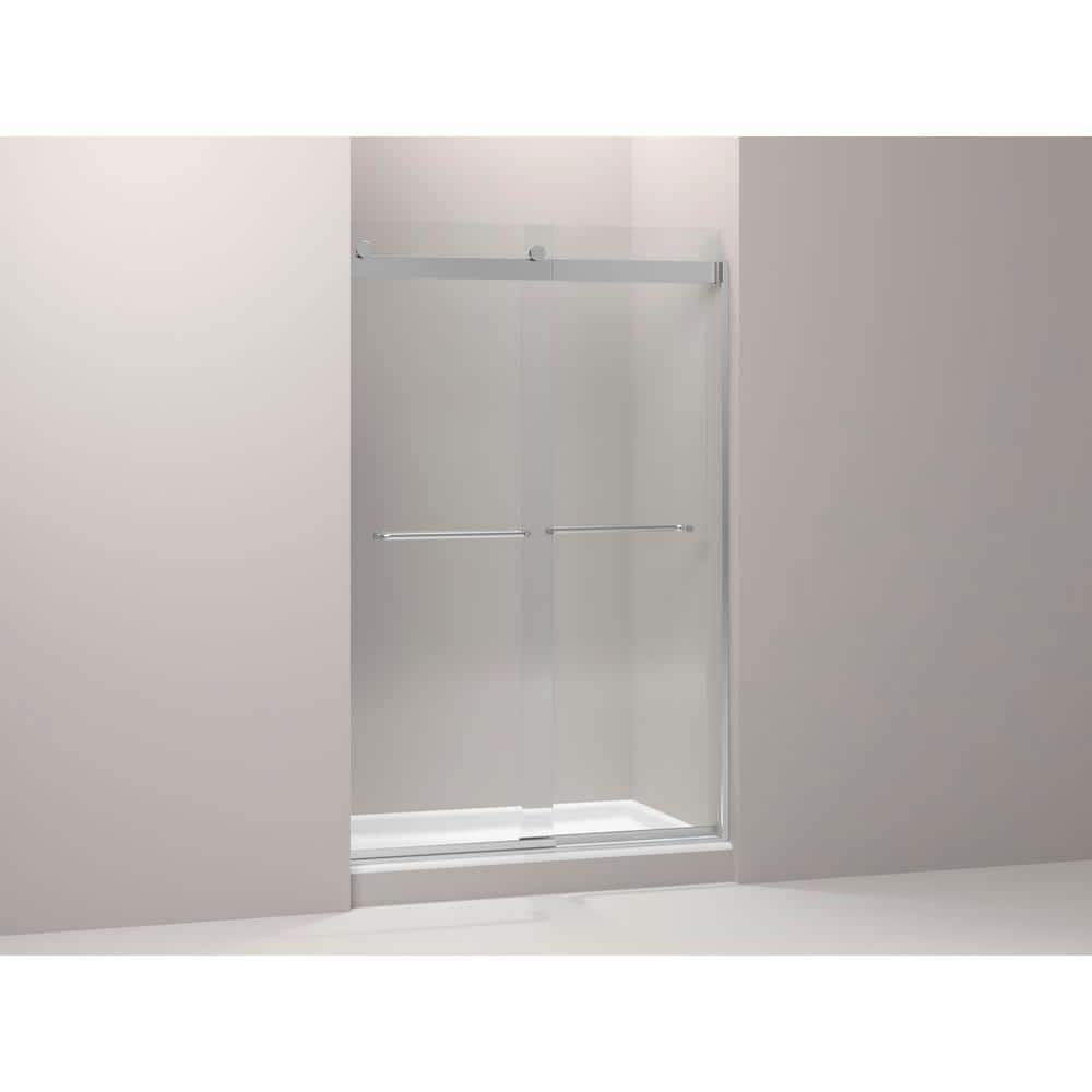 Levity 48" Bright Silver Frameless Sliding Shower Door with Clear Glass