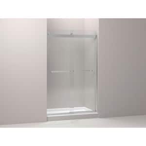 Levity 44-48 in.W x 74 in. H Semi-Frameless Sliding Shower Door in Silver with Towel Bar