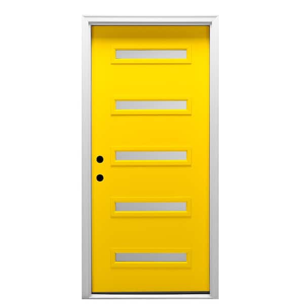 MMI Door 32 in. x 80 in. Davina Right-Hand Inswing 5-Lite Frosted Glass Painted Steel Prehung Front Door on 6-9/16 in. Frame