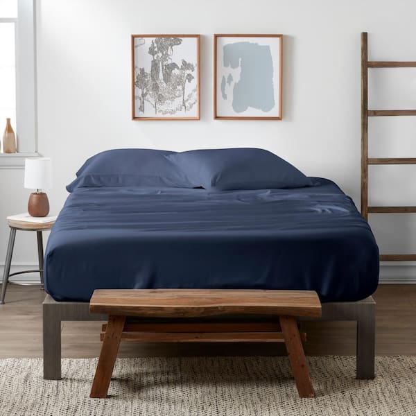 Becky Cameron Home Collection 4-Piece Navy Solid 300 Thread Count Full Sheet Set
