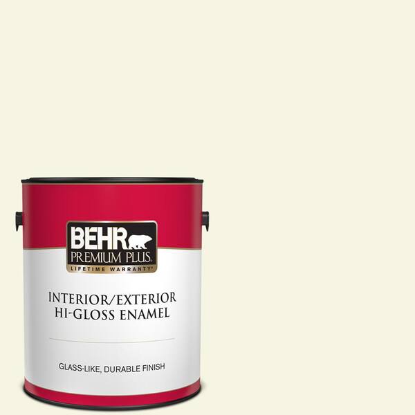 BEHR PREMIUM PLUS 1 gal. #GR-W04 Precious Dewdrop Hi-Gloss Enamel Interior/Exterior Paint