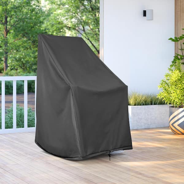 Set of 2 45.25 in H Black Polyester Weatherproof Outdoor Rocking Chair Cover, Patio Furniture Covers